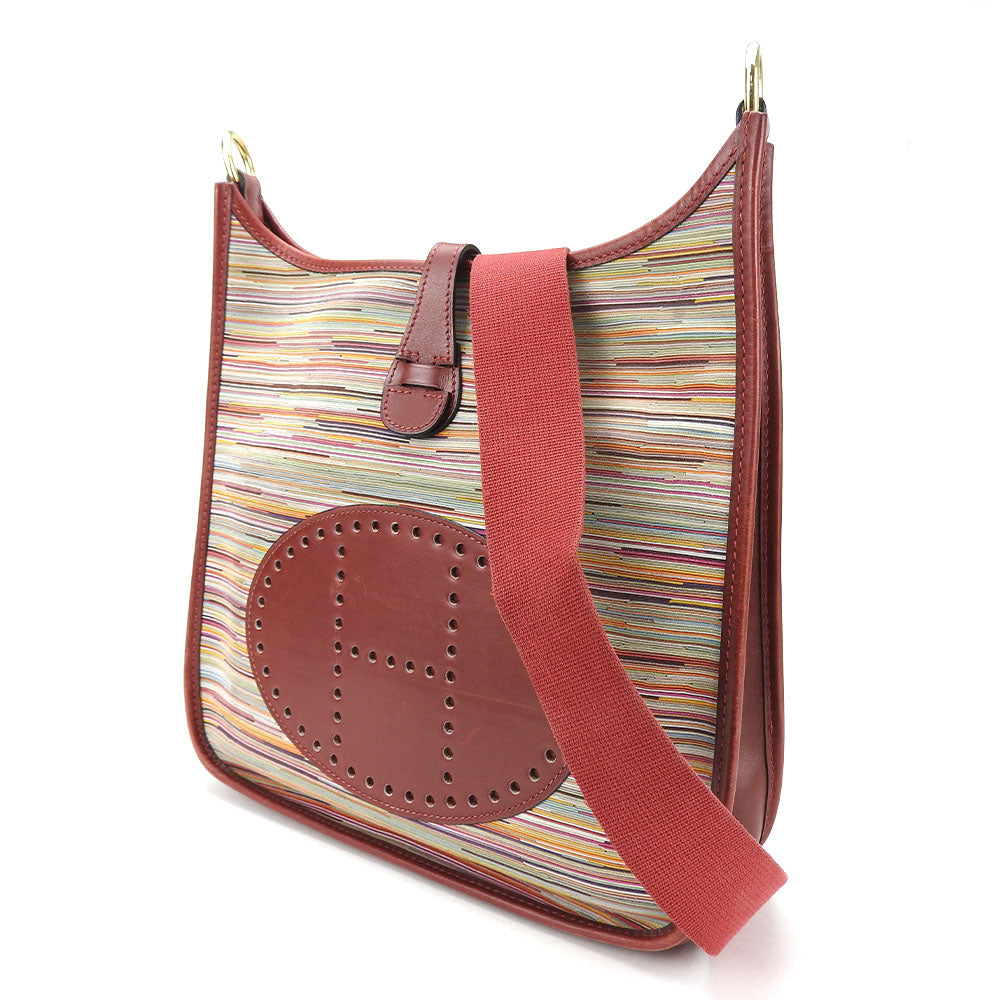 HERMES Shoulder Bag Vibrato Red Evelyn 1PM Women Used Authentic