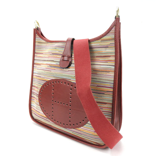 HERMES Shoulder Bag Vibrato Red Evelyn 1PM Women Used Authentic