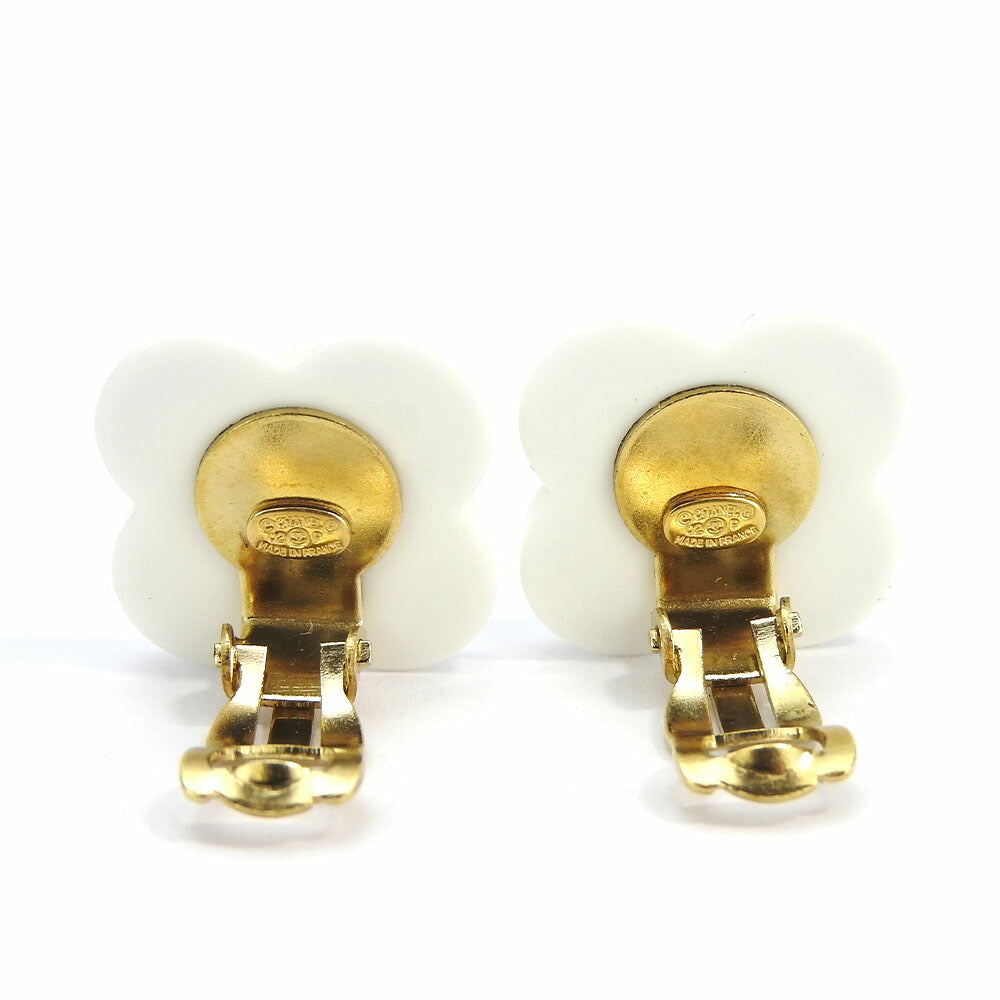 CHANEL Earring plastic white COCO Mark Women Used Authentic