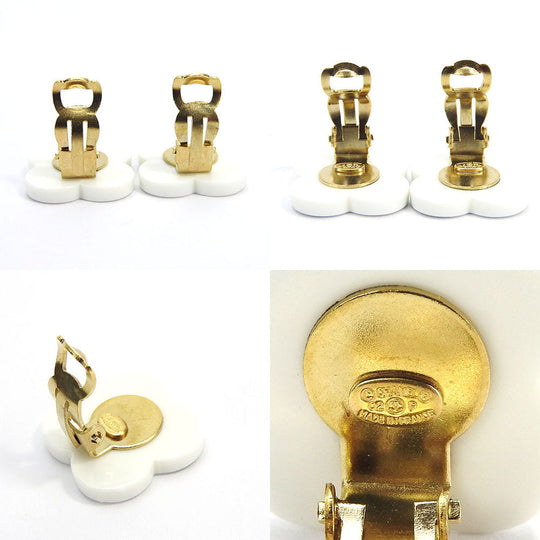 CHANEL Earring plastic white COCO Mark Women Used Authentic