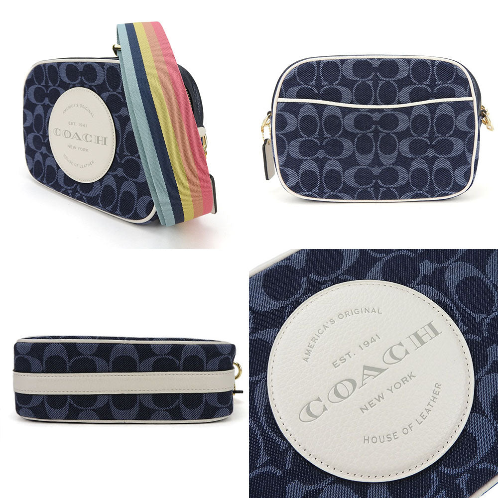 COACH Shoulder Bag C2822 Denim, Leather Navy Women Used Authentic