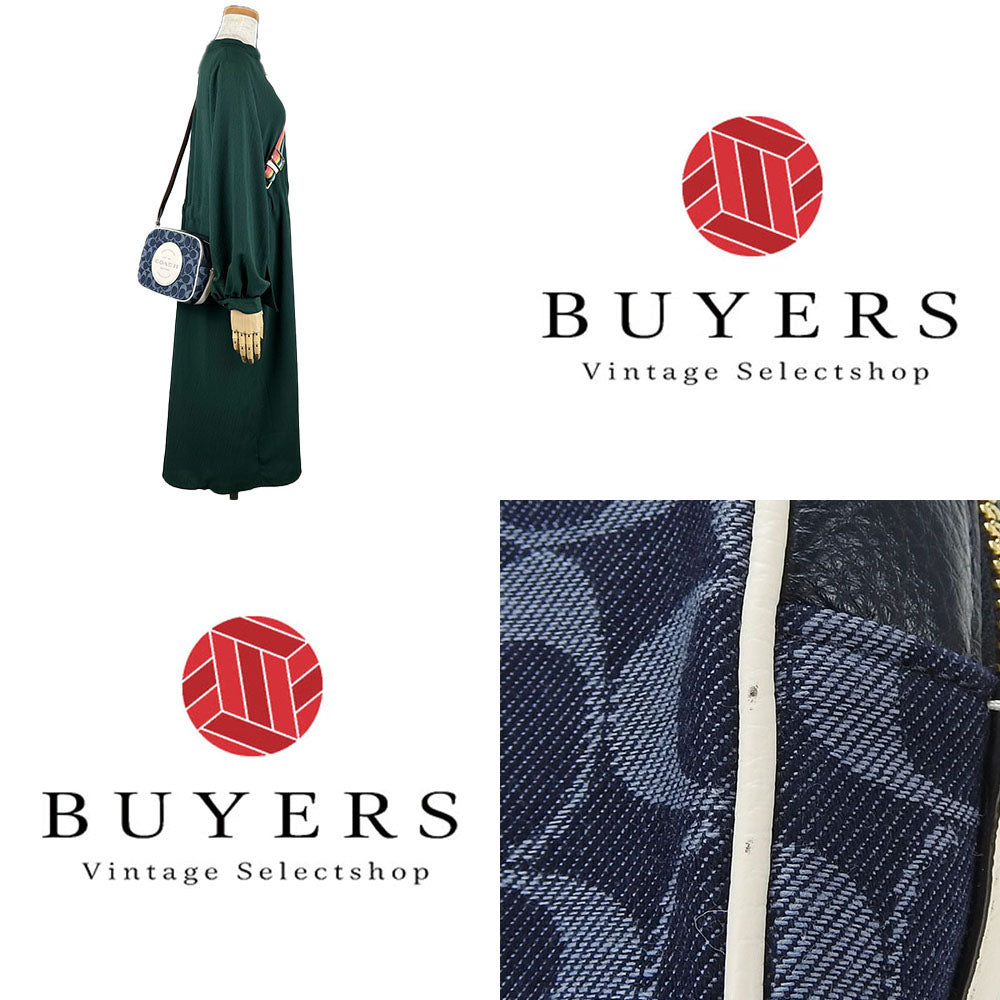 COACH Shoulder Bag C2822 Denim, Leather Navy Women Used Authentic