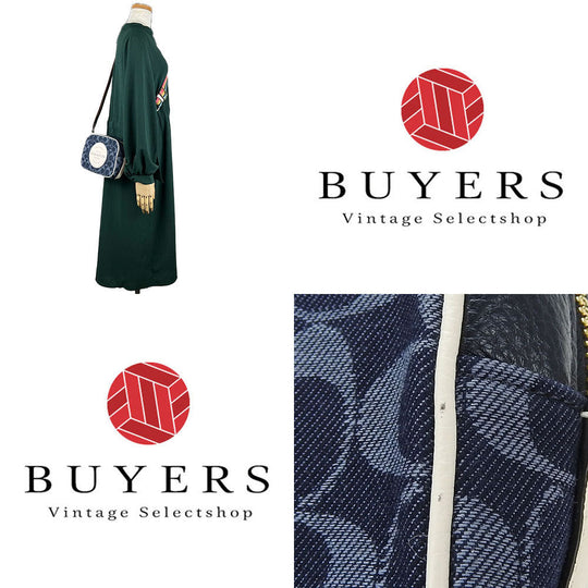 COACH Shoulder Bag C2822 Denim, Leather Navy Women Used Authentic