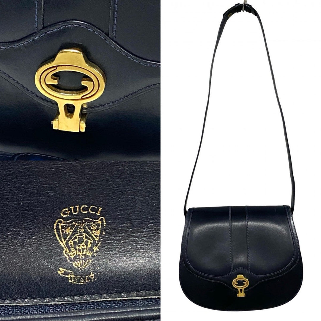 GUCCI Shoulder Bag leather Navy