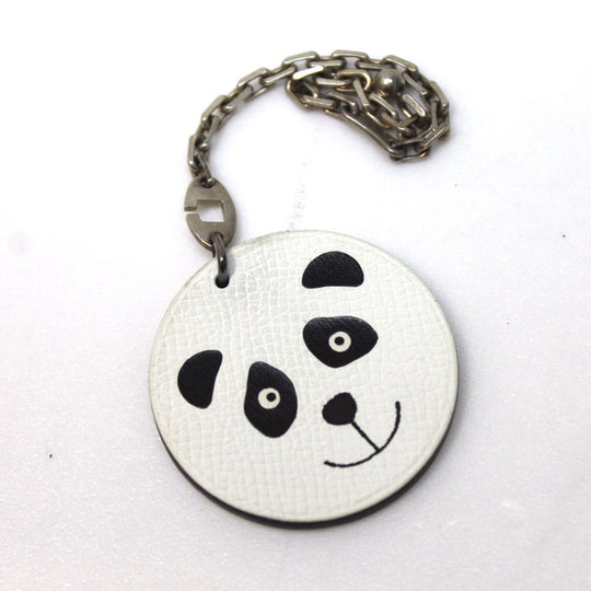 HERMES key ring Leather, SV925 white Noe Panda Animal Keychain unisex(Unisex) Used Authentic