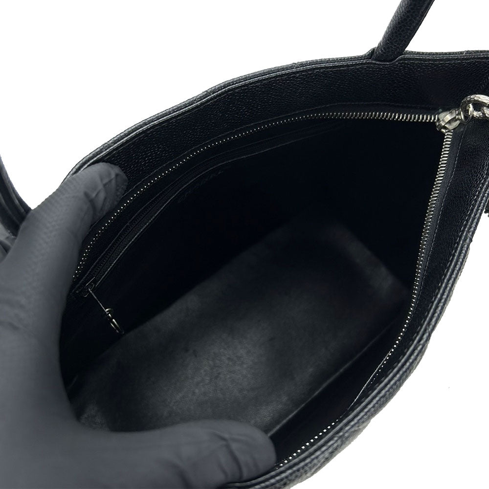 CHANEL Tote Bag A01804 Caviar skin black Replica Tote Women Used Authentic