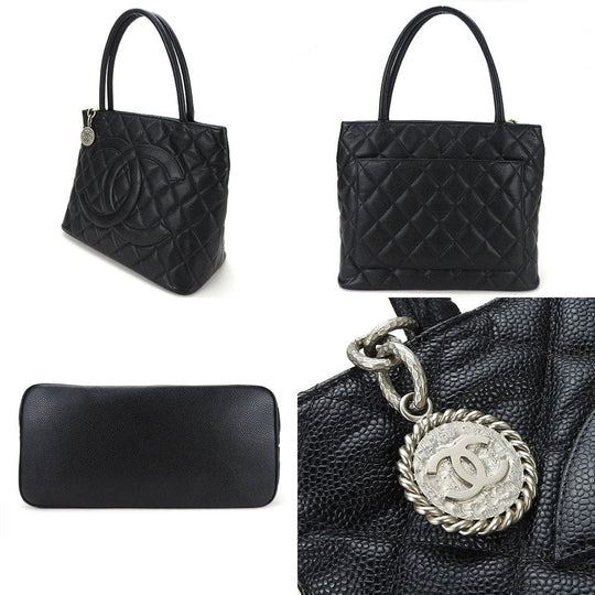 CHANEL Tote Bag A01804 Caviar skin black Replica Tote Women Used Authentic