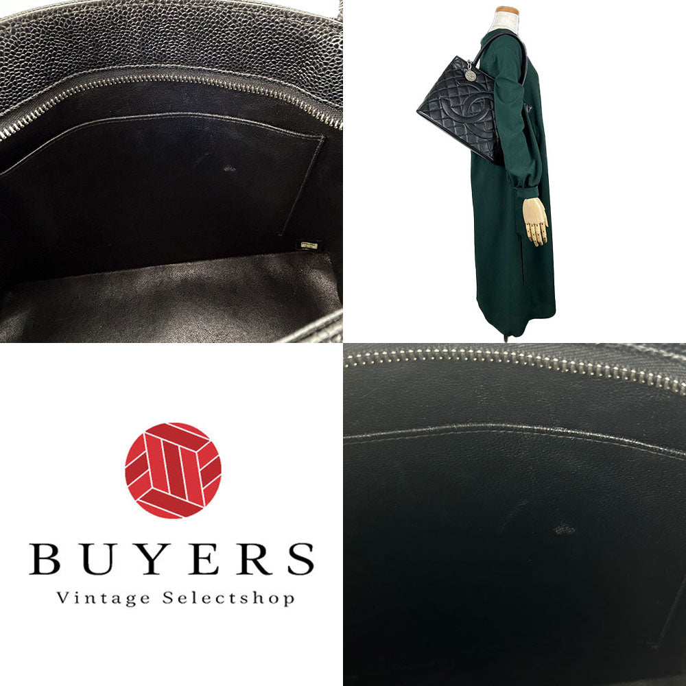 CHANEL Tote Bag A01804 Caviar skin black Replica Tote Women Used Authentic