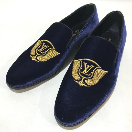 LOUIS VUITTON Dress shoes 1A32RS velvet Navy Business shoes Auteuil line mens 6M Used Authentic