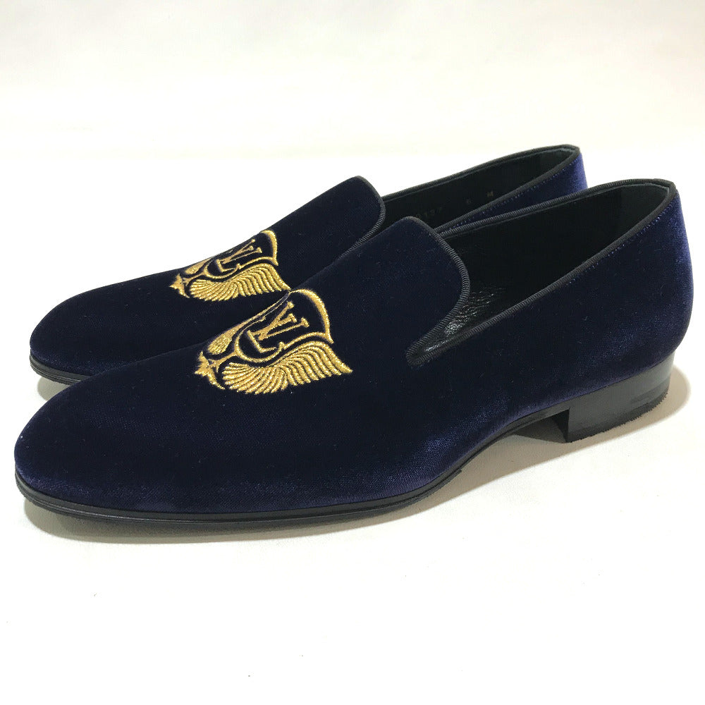LOUIS VUITTON Dress shoes 1A32RS velvet Navy Business shoes Auteuil line mens 6M Used Authentic