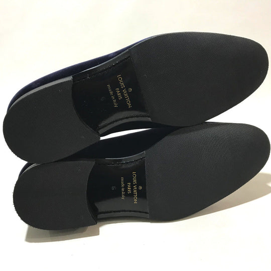 LOUIS VUITTON Dress shoes 1A32RS velvet Navy Business shoes Auteuil line mens 6M Used Authentic