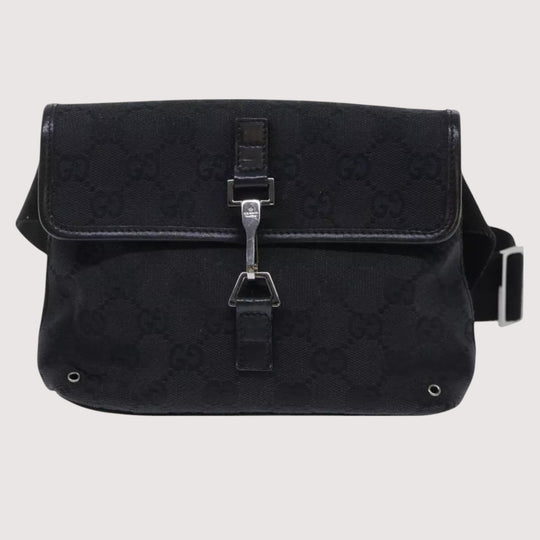 Gucci GG Canvas Waist Bag Black Unisex Shoulder Strap