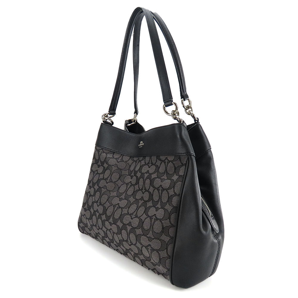 COACH Tote Bag F27579 Canvas, Leather black Women Used Authentic