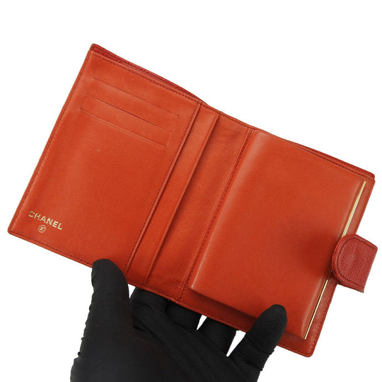 CHANEL Bifold Wallet Caviar skin Red COCO Mark