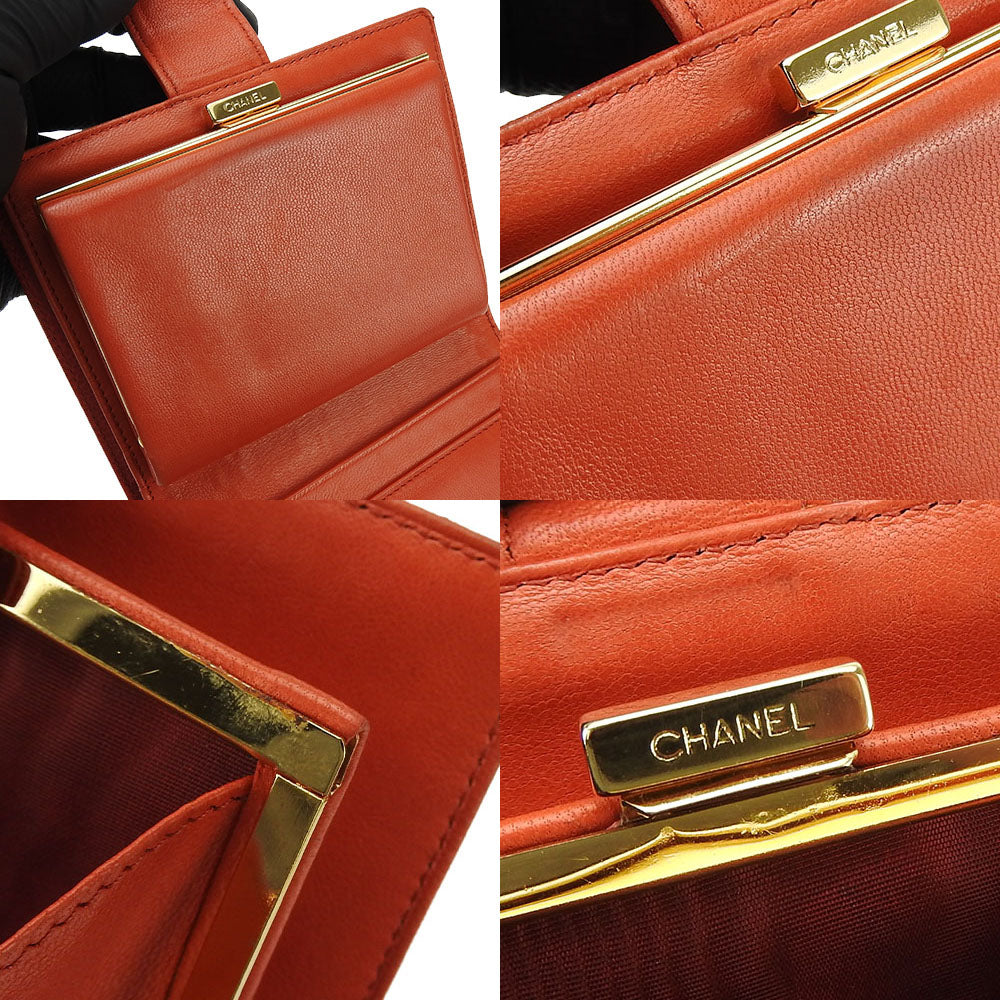 CHANEL Bifold Wallet Caviar skin Red COCO Mark