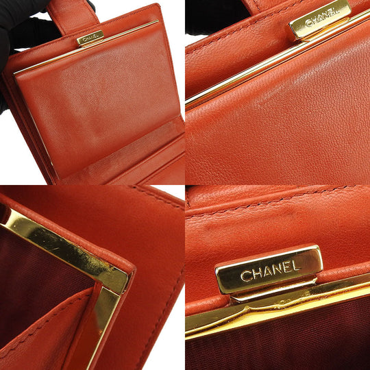 CHANEL Bifold Wallet Caviar skin Red COCO Mark