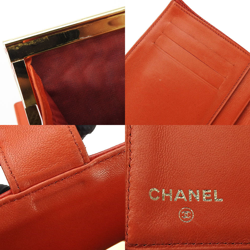 CHANEL Bifold Wallet Caviar skin Red COCO Mark