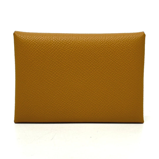 HERMES Card Case Epsom Brown Calvi duo Women Used Authentic