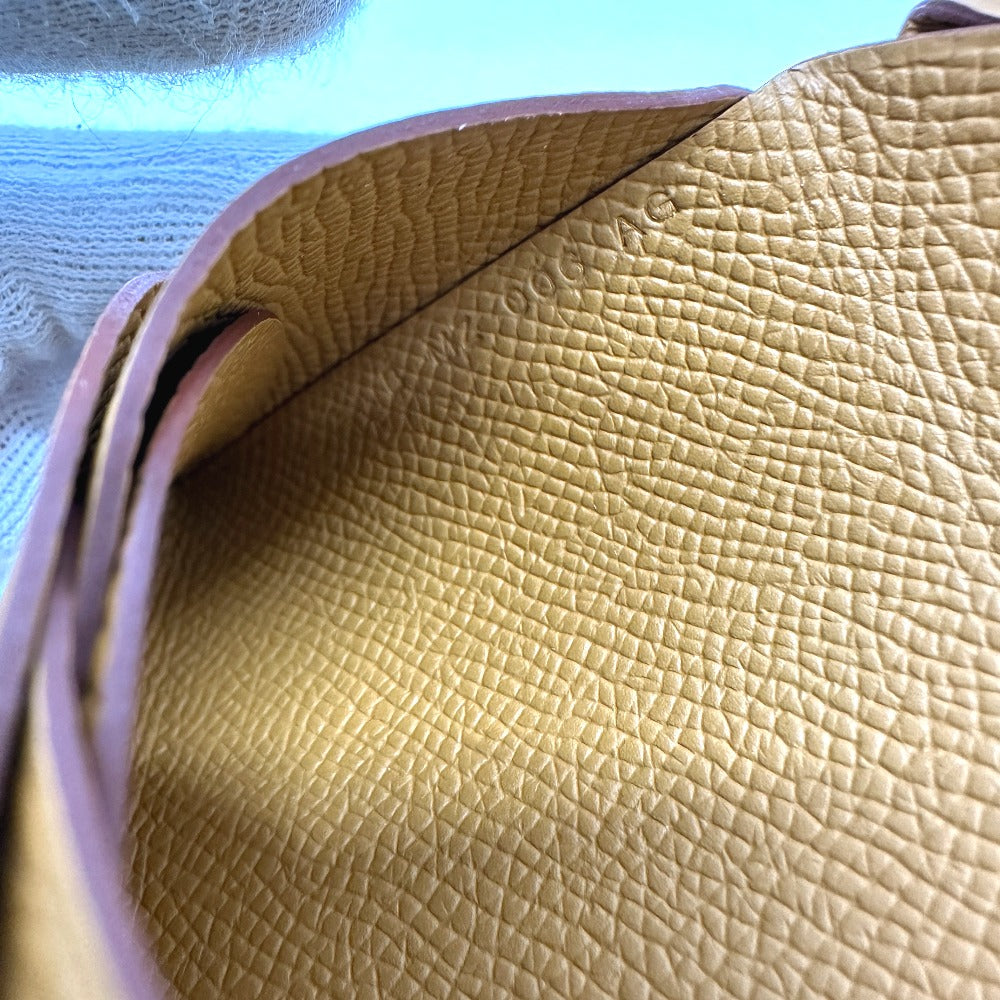 HERMES Card Case Epsom Brown Calvi duo Women Used Authentic