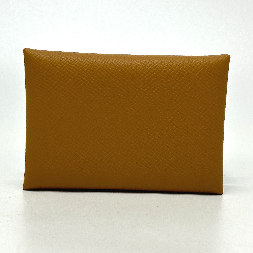 HERMES Card Case Epsom Brown Calvi duo Women Used Authentic