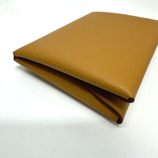 HERMES Card Case Epsom Brown Calvi duo Women Used Authentic