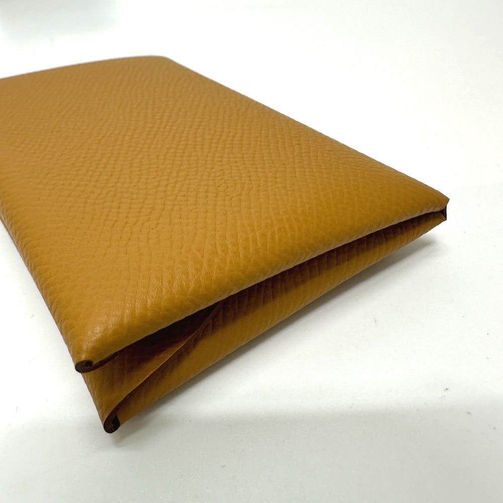 HERMES Card Case Epsom Brown Calvi duo Women Used Authentic