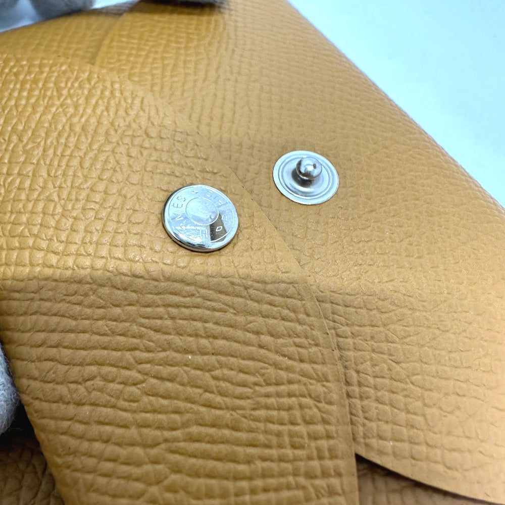HERMES Card Case Epsom Brown Calvi duo Women Used Authentic