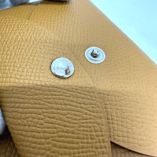 HERMES Card Case Epsom Brown Calvi duo Women Used Authentic