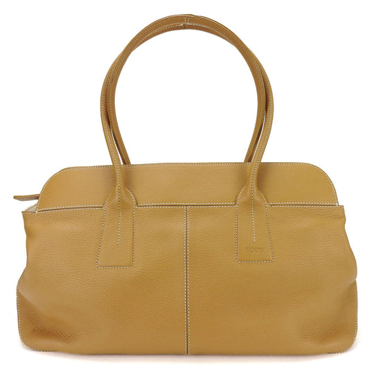 TOD�fS Tote Bag leather beige Women Used Authentic