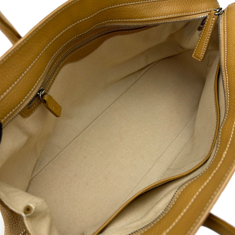 TOD�fS Tote Bag leather beige Women Used Authentic