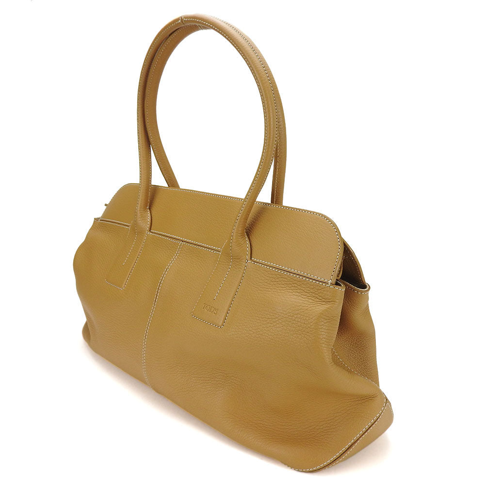 TOD�fS Tote Bag leather beige Women Used Authentic