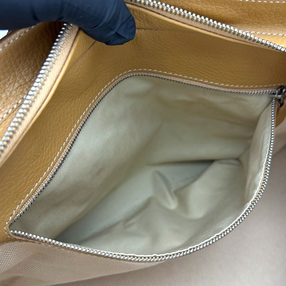 TOD�fS Tote Bag leather beige Women Used Authentic