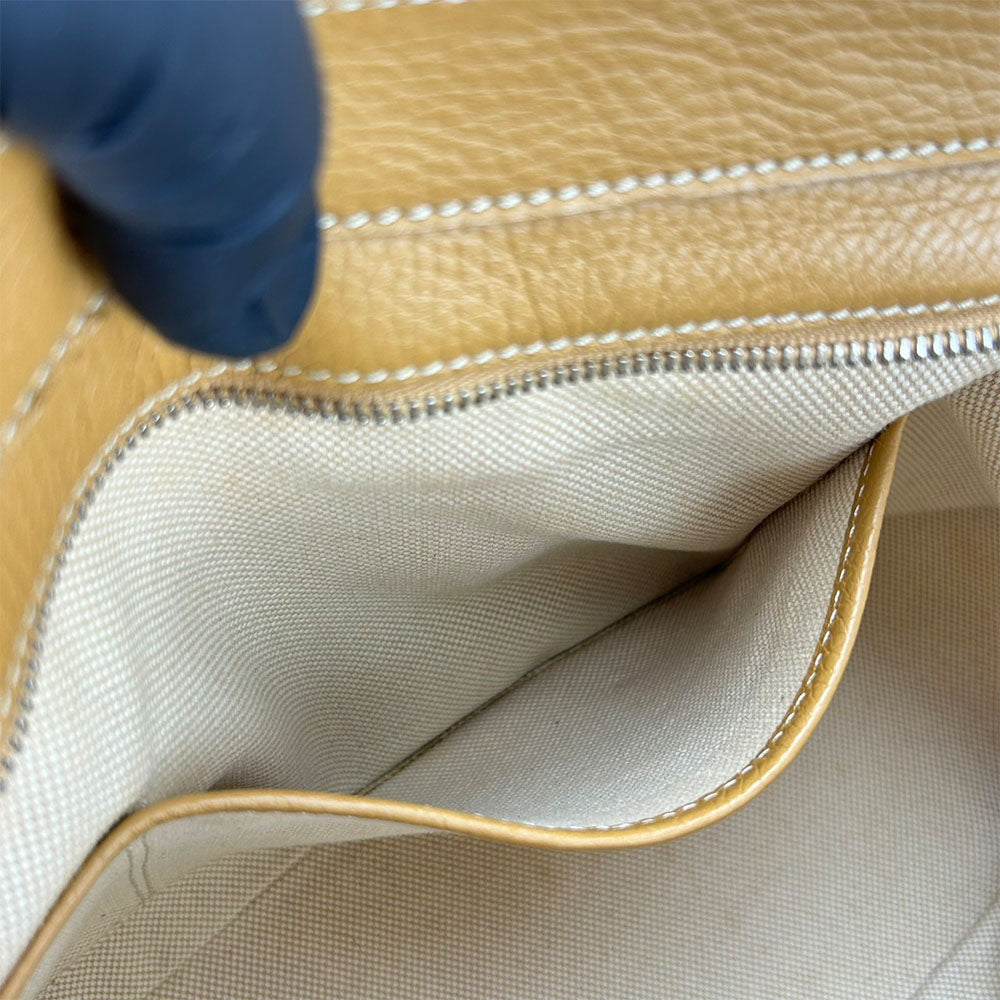 TOD�fS Tote Bag leather beige Women Used Authentic
