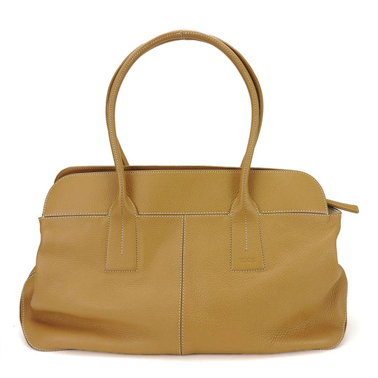 TOD�fS Tote Bag leather beige Women Used Authentic