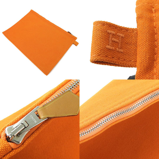 HERMES Pouch canvas Orange Bora Bora Pouch GM Women(Unisex) Used Authentic