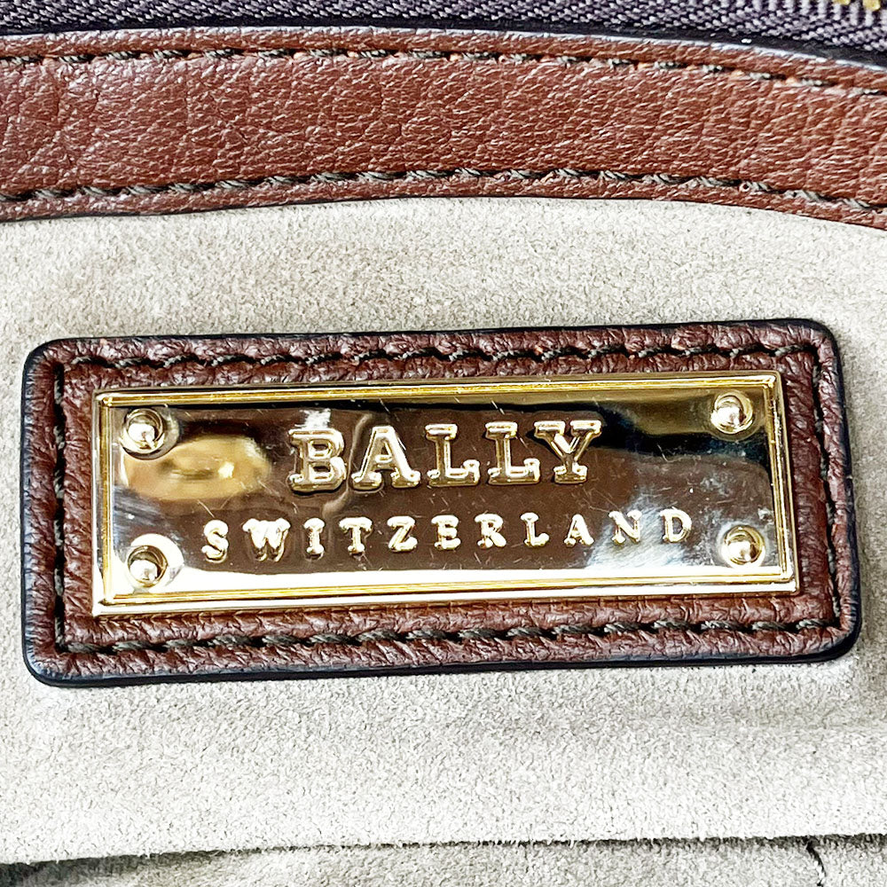 BALLY Tote Bag leather Brown unisex(Unisex) Used Authentic