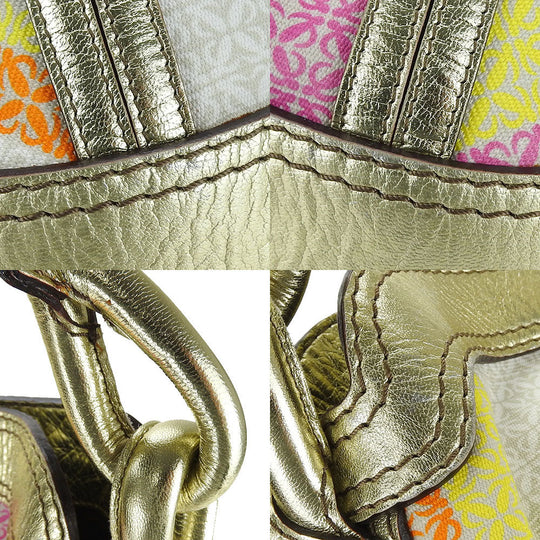 LOEWE Shoulder Bag Canvas, Leather gold New Road Women Used Authentic