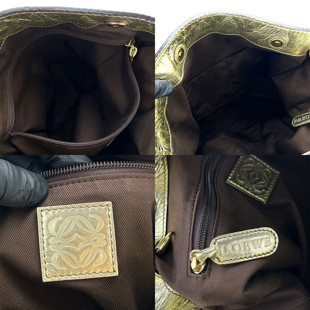 LOEWE Shoulder Bag Canvas, Leather gold New Road Women Used Authentic