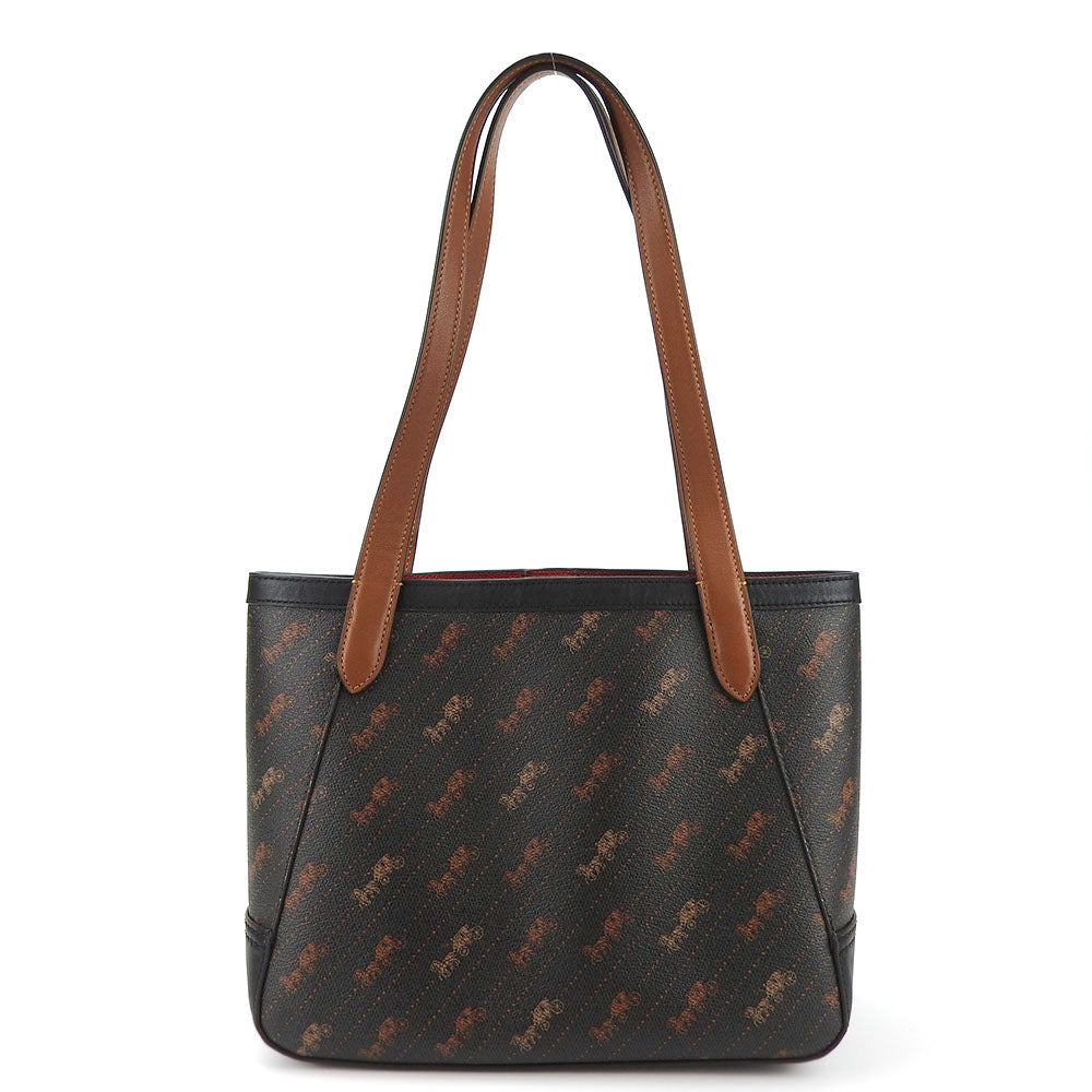 COACH Tote Bag C4060 PVC, Leather Brown Hose and carriage Women Used Authentic