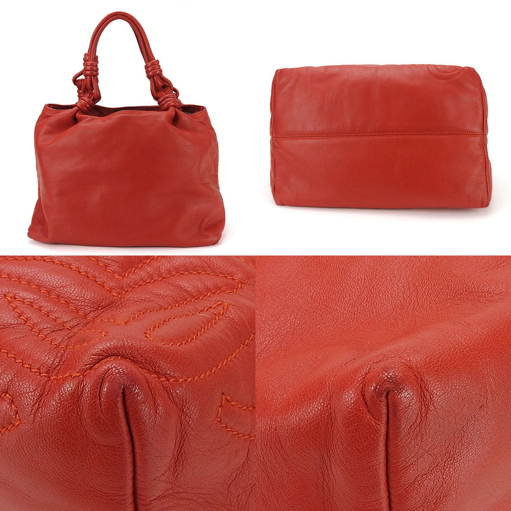 LOEWE Handbag leather Red Women Used Authentic