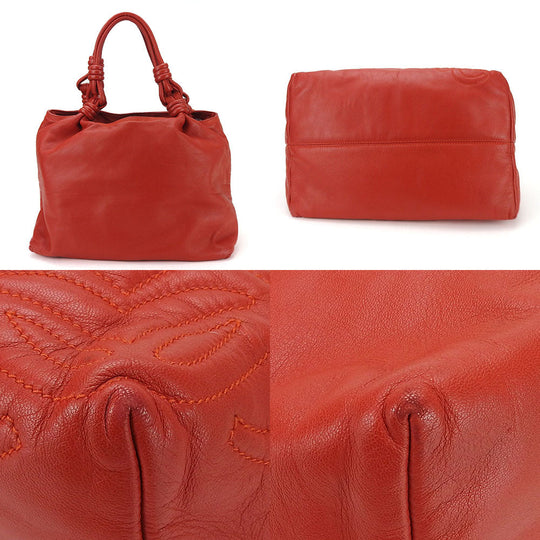 LOEWE Handbag leather Red Women Used Authentic