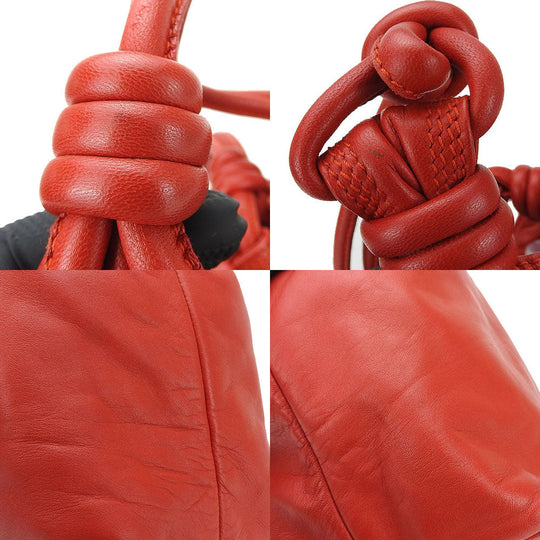 LOEWE Handbag leather Red Women Used Authentic