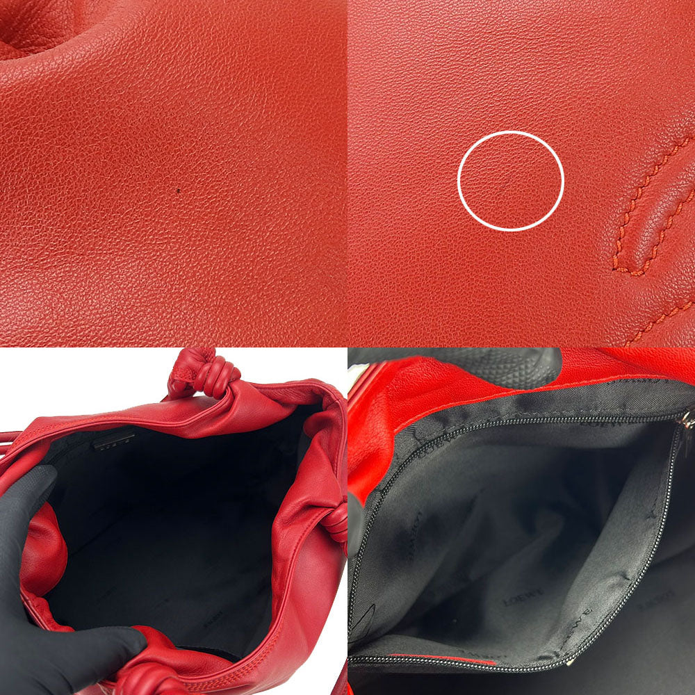 LOEWE Handbag leather Red Women Used Authentic