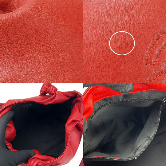 LOEWE Handbag leather Red Women Used Authentic