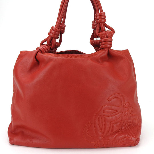 LOEWE Handbag leather Red Women Used Authentic
