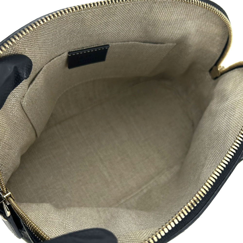 GUCCI Handbag leather black Micro Guccisima Women Used Authentic