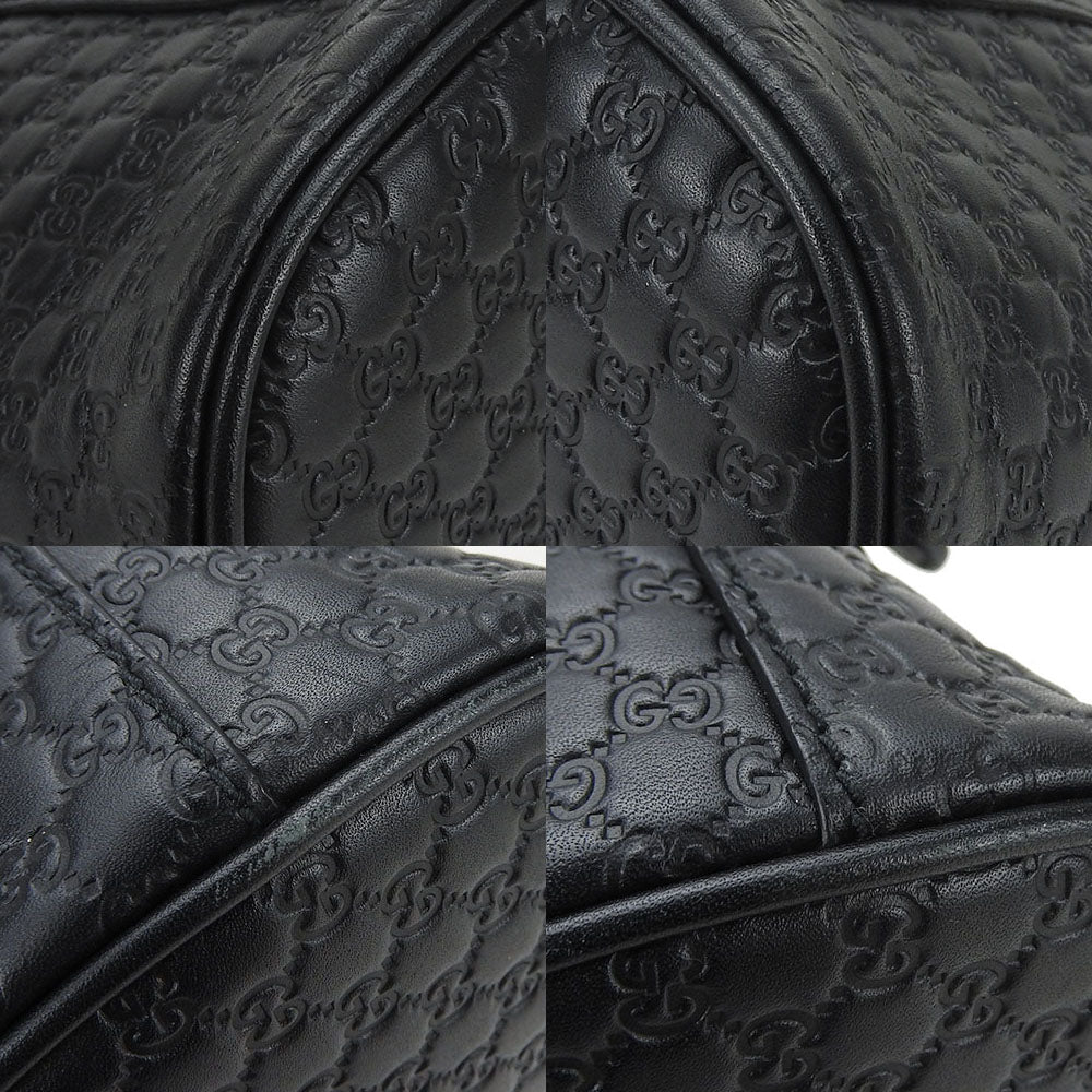 GUCCI Handbag leather black Micro Guccisima Women Used Authentic