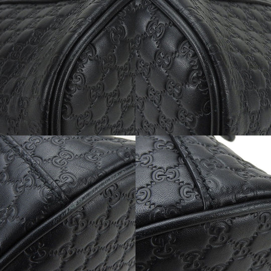 GUCCI Handbag leather black Micro Guccisima Women Used Authentic
