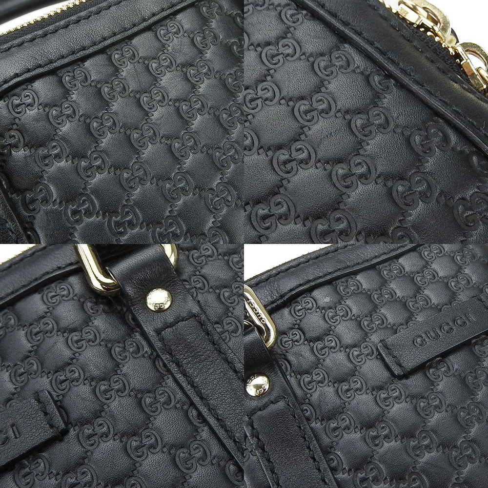 GUCCI Handbag leather black Micro Guccisima Women Used Authentic