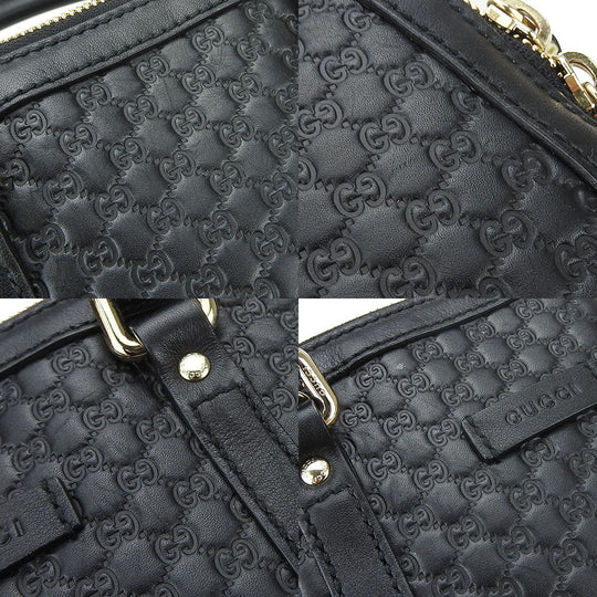 GUCCI Handbag leather black Micro Guccisima Women Used Authentic